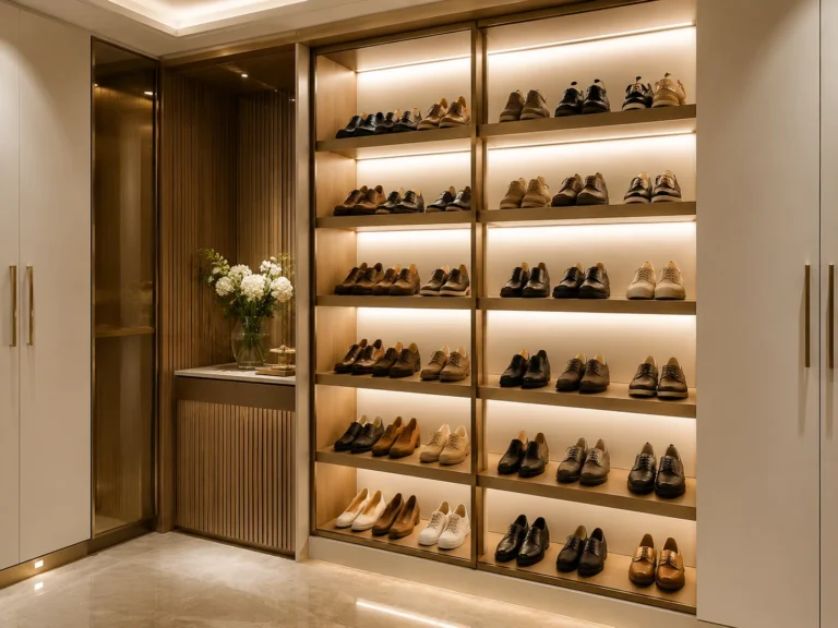 Rak kasut custom untuk ruang rumah yang lebih kemas