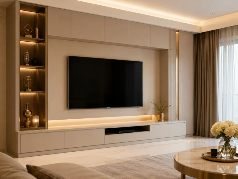 Rak TV custom moden untuk ruang tamu