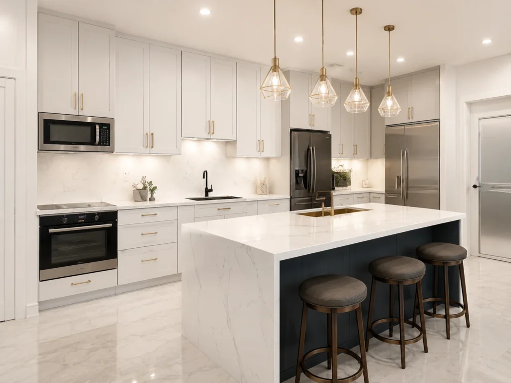 Table top quartz stone dapur dengan kemasan premium