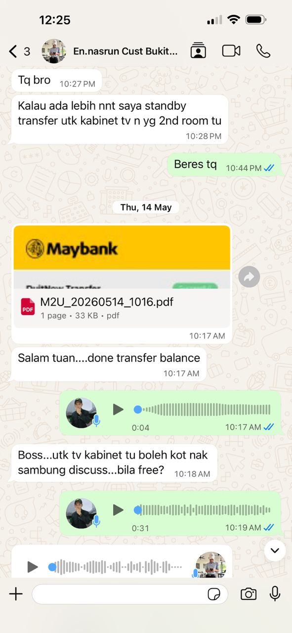 Review pelanggan untuk servis kabinet dapur custom 03