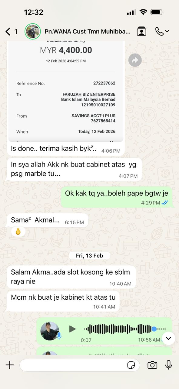 Review pelanggan untuk servis kabinet dapur custom 06
