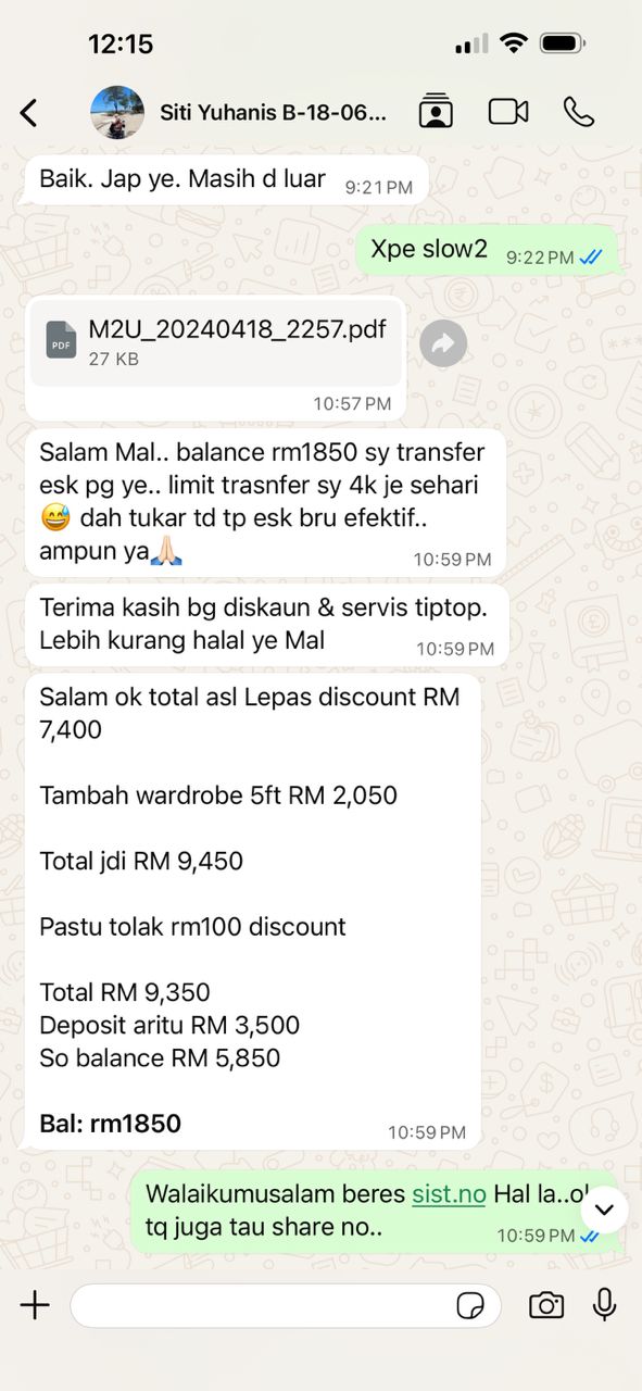 Review pelanggan untuk servis kabinet dapur custom 10